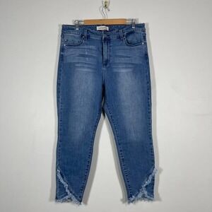 Liverpool The Skinny Crop Denim Ankle Jean 16 High Waist Ibiza Wash Frayed Hem